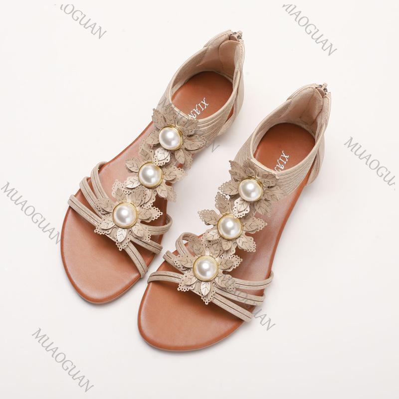 Fashion Shoes Cswo01 Women's Summer Retro Roma Sandals Open Toe Flower Wedge Sole Back Strap Shoes Casual Narrow Band Footwear Cm