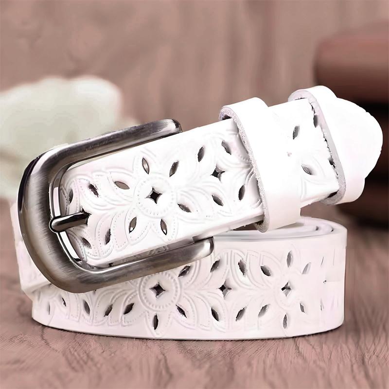 New Fashion Hollow Pattern Belt Ladies Trendy Waistband Genuine Woman Belt Classic Pin Buckle Imitation Leather Strap Skirt