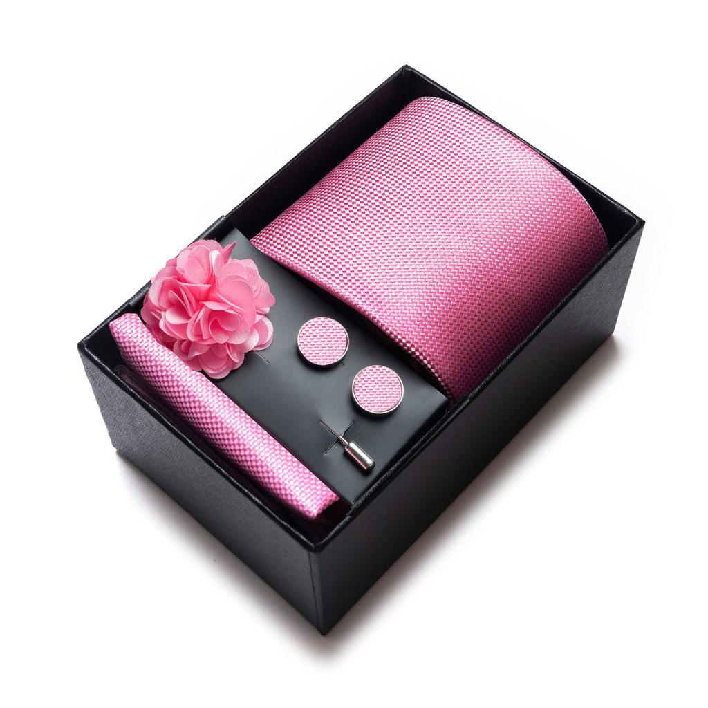 New Tie Men'S Suit Accessories Cufflinks Square Scarf Corsage Tie Premium Suit Gift Box Packaging