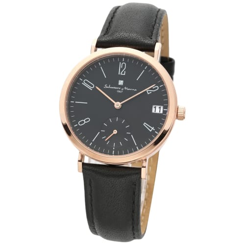 Salvatore Marra Men's and Women's Watch with Black Dial and Leather Strap, PGBK