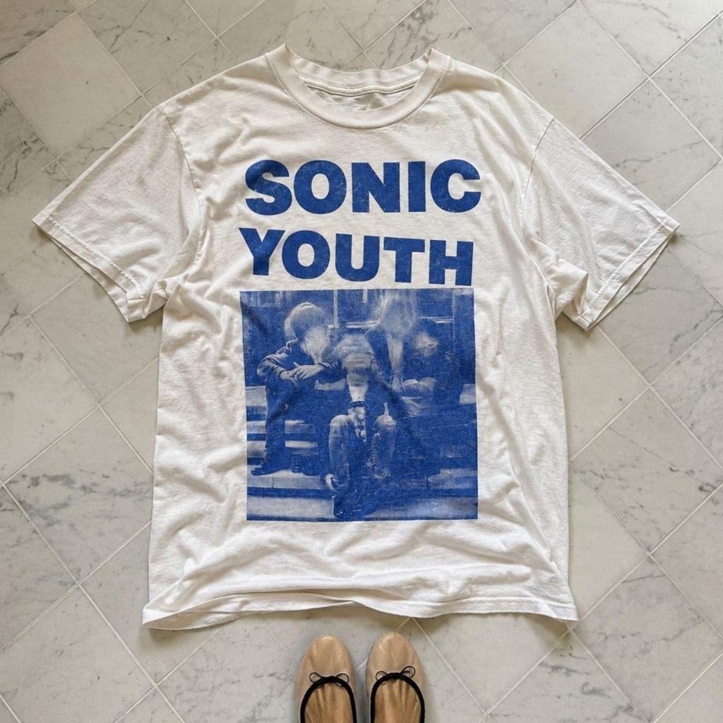 Sonic Youth Vintage Style White Graphic T-Shirt Unisex Indie Rock Band Tee