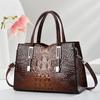 Sac à main grande capacité motif crocodile, Sac à bandoulière pratique pour les trajets quotidiens, Sac bandoulière à la mode et polyvalent
