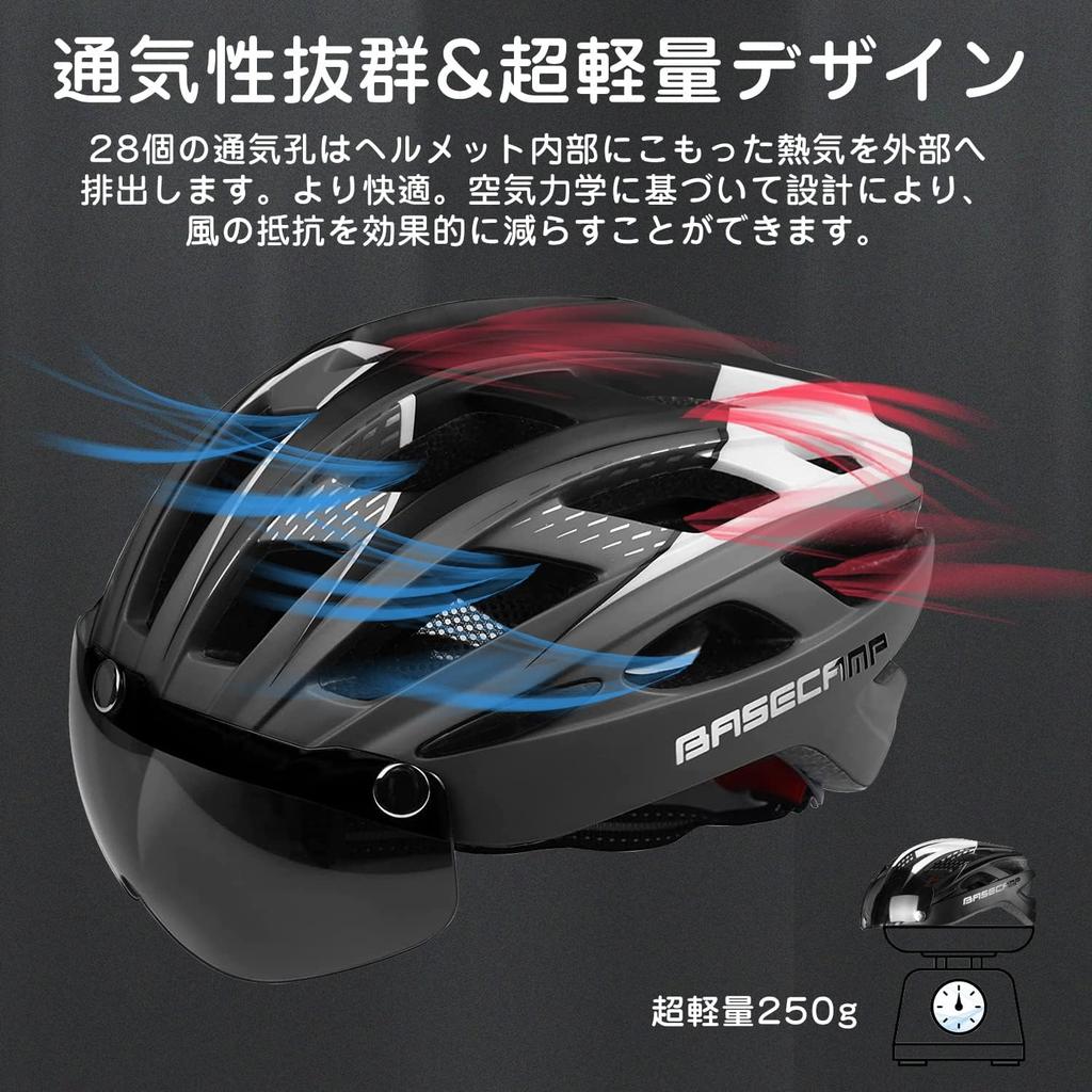 Basecamp Bicycle EN1078 with Rear Magnetic and Portable CPSC for Men and Mountain Bikes and Road Helmet, Certified, Light, Goggles, Backpack, 57-62cm,