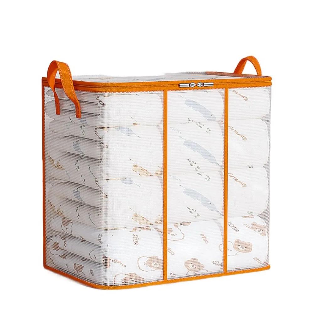 

Large Capacity Foldable Storage Bag Transparent Waterproof Clothes Storage Box Dust-proof Zippered PVC Quilts Storage Bag Home