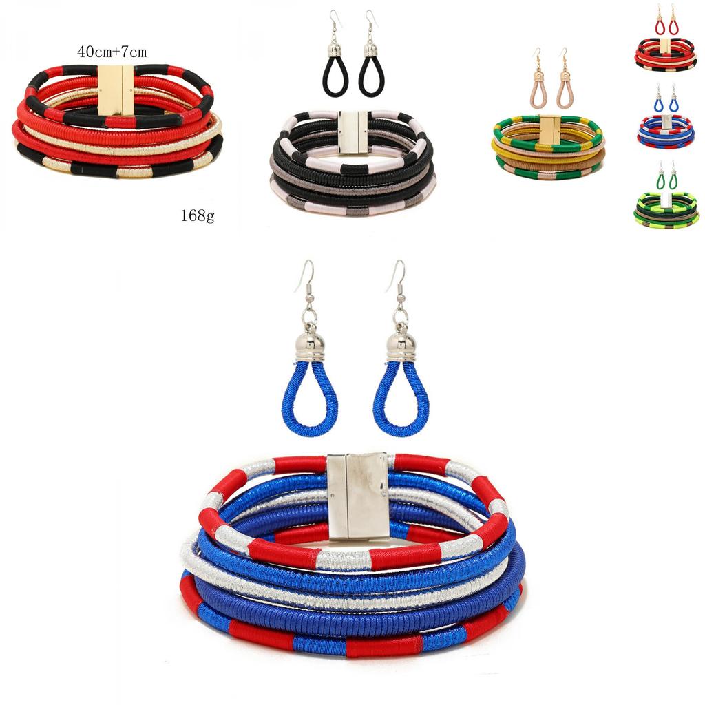 African Flare Jewelry Set With Electroplated Alloy Chains And Celestial Pattern Accessories For Women