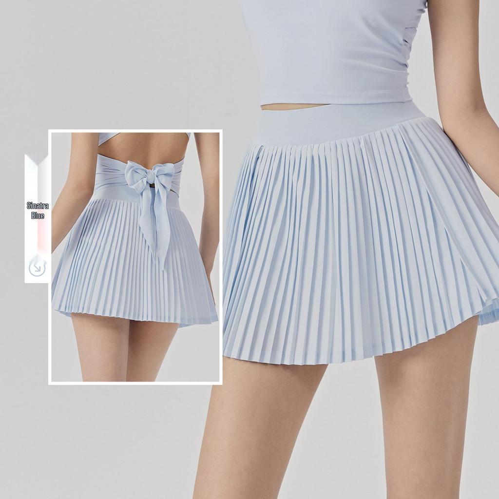 Women's High-Waisted Sports Skirt with Tennis Pocket, Accordion Pleats, Built-In Safety Shorts, and Anti-Exposure Design