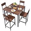 Bar Table, 5PCS 889mm Bars Tables Set, Bar Tables and Chair Set with Rounded Edge Design, Square Pub Table with Four Stools for Living Room, Dining