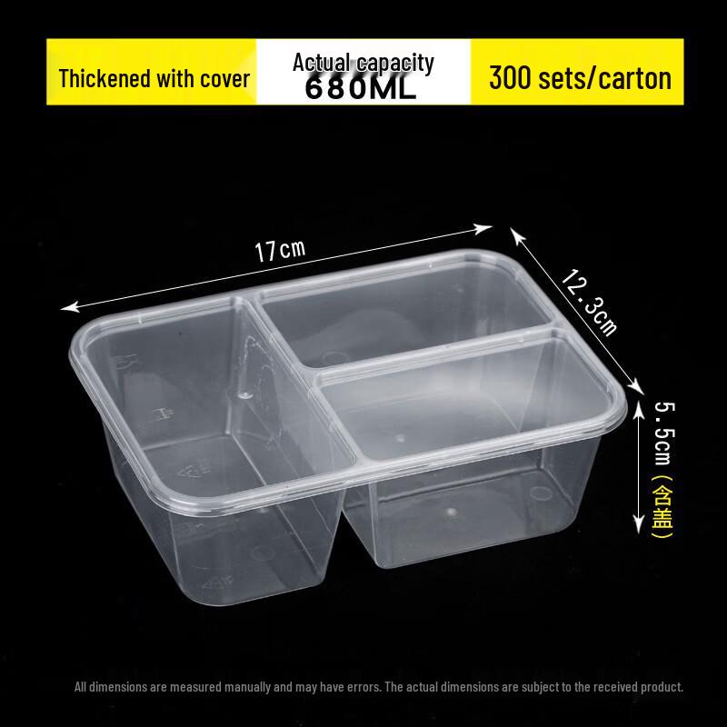 Disposable Three-Compartment Takeout Containers