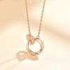 Elegant 2022 Trendy Heart Shaped Double Ring Mobius Necklace for Women in Titanium Steel