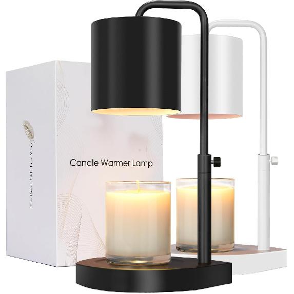 Candle Warmer Lamp Adjustable Height Dimmable with Timer Large Jar Candles Compatible - No Flame Scented Wax Warmer with 2 Bulbs - Mothers Day Gift -