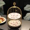 Ceramic Three-Tier Pastry Stand: English-European Style Fruit Bowl, Cake, Candy, and Snack Plate for Afternoon Tea.
