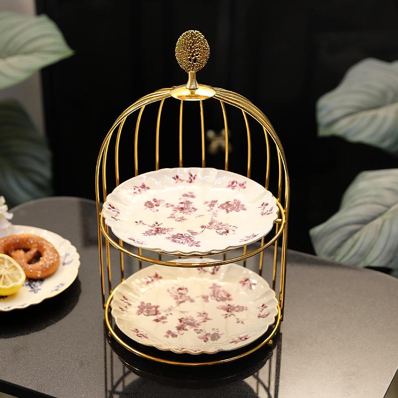Ceramic Three-Tier Pastry Stand: English-European Style Fruit Bowl, Cake, Candy, and Snack Plate for Afternoon Tea.
