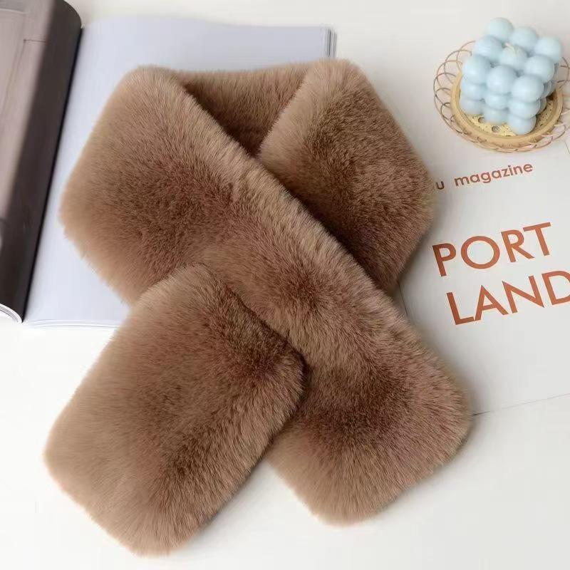 Women's Stylish Winter Faux Mink Rabbit Fur Scarf - Versatile, Thick & Warm Neck Warmer