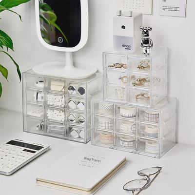 Clear Dust-Proof Drawer Organizer for Stationery, Jewelry, and Cosmetics with 9, 6, and 12-Grid Compartments