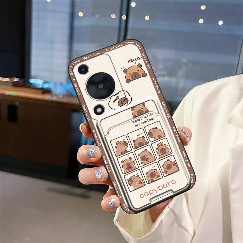 TPU Back Cover Phone Case For Huawei Enjoy70/70S/NOVA Y72 4G Card bag Silicone Card sleeve Anti-dust Fashion Design Cute