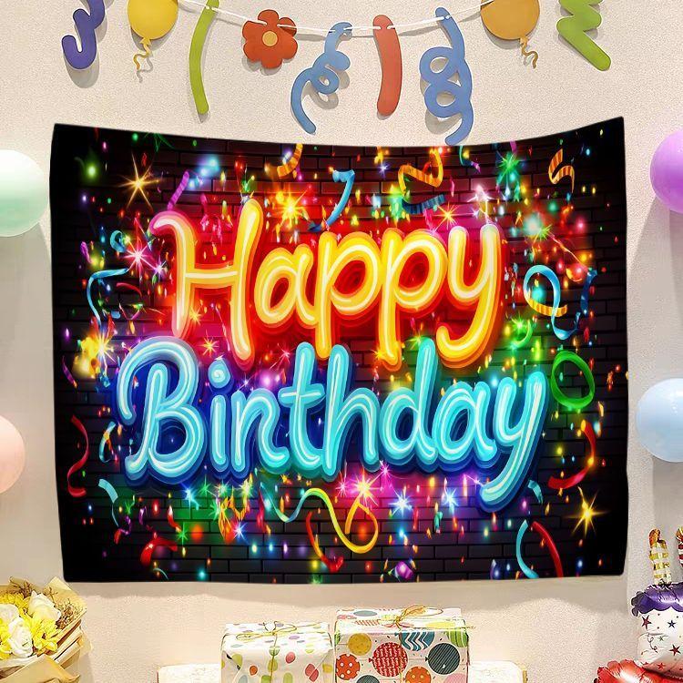 Birthday Happy Banner  Photography Background Cloth  Children's Party Decorative Wall Hanging Cloth