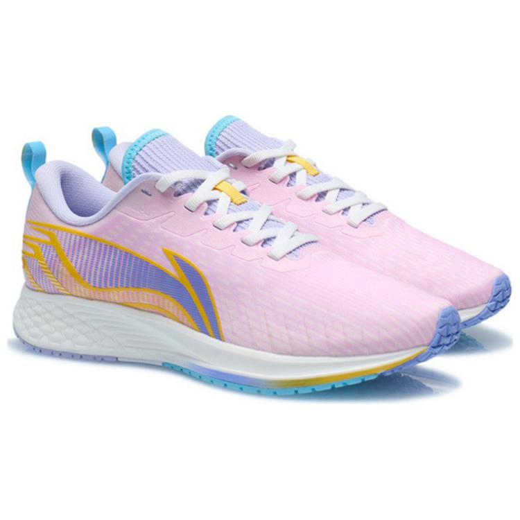 Li Ning Speed Weave Synthetic Leather Shock Absorption Rebound Low Top Running Shoes Women Running Shoes Peach-Pink ARMR022-5
