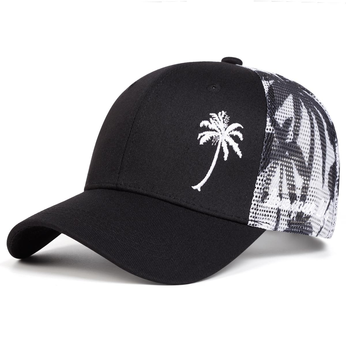 

Модная кепка-сетка с вышивкой кокосовой пальмы, мужская и женская шляпа, уличная дышащая солнцезащитная шляпа, летняя кепка белый