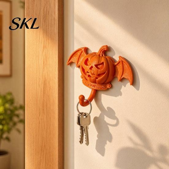 Multi-color Halloween Hooks Devil Pumpkin Bat Wall Hook, No-Drill Adhesive Hook for Keys Small Pendant Hanger Bags, Strong Sticky Damage-Free