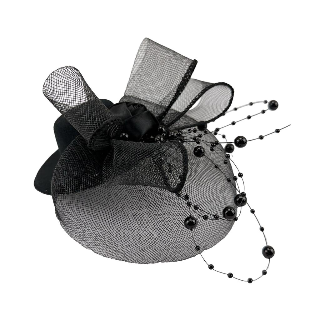 Vintage Bridal Hair Clip with Yarn Decor Top Hat Shape Stage Performances Hairpin Vintage Hair Clip for Taking Photo