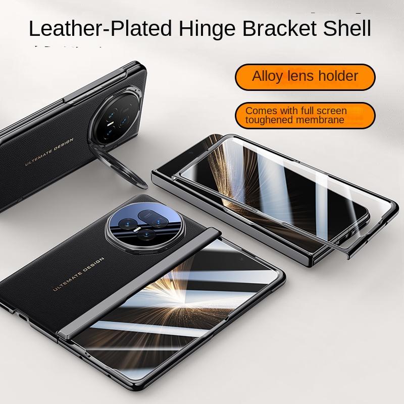 Custodia per Huawei Honor Magic V5 in Lusso PU Pelle Supporto per Lenti Cover Posteriore Protettiva per Magic V5 Guscio Completo con Cerniera a Molla