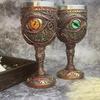 Gothic Goblet 3D Viking Stainless Steel Resin Skull Wine Goblet Terrifying Eyes Whiskey Cup Wine Glass for Halloween