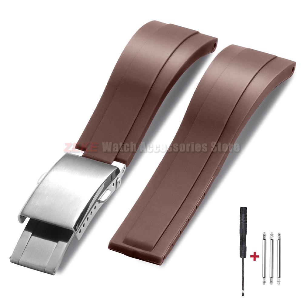 Silicone Watch Strap 20mm for Rolex for Water Ghost Green Waterproof Rubber Watch Band Solid Adjustable Folding Buckle Bracelet