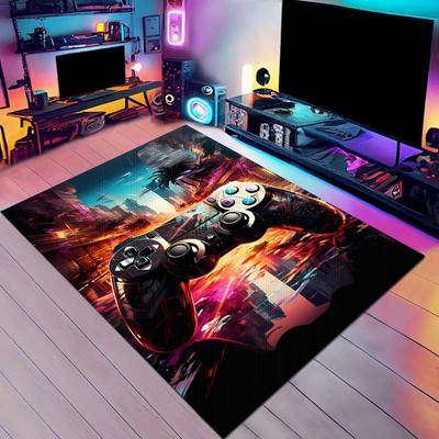 Neon Spiel Abstrakt Geometrisch Modern Teppich Rutschfeste Matte Teppich für Wohnzimmer Schlafzimmer Heimdekoration Leicht zu Reinigen Schlafzimmer Dekor
