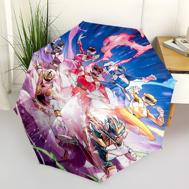 

1pc Power Rangers Automatic Opening Folding Umbrella with 8-Rib Iron Frame, Portable Tri-Fold Design, Outdoor for Fans, Travelers, Daily Use, Gift Ide