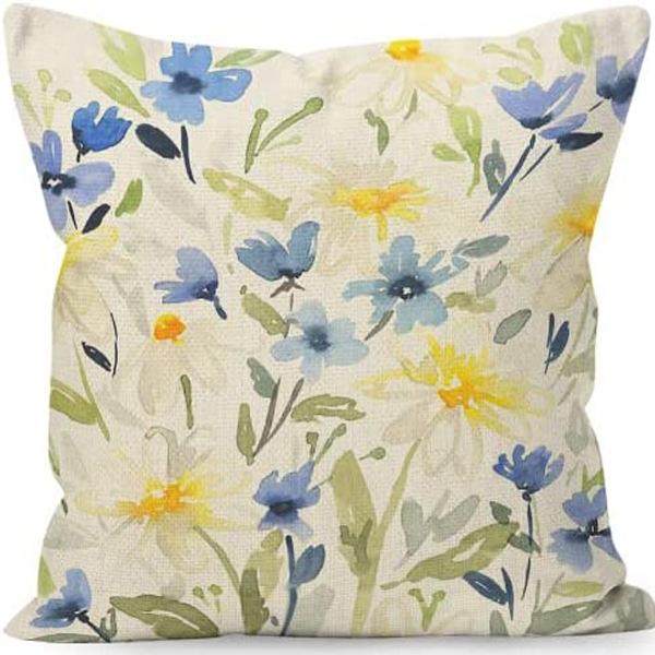 Year Daisy Flower Linen Pillow Case Home Decor Hydrangea Sofa Pillow Cushion