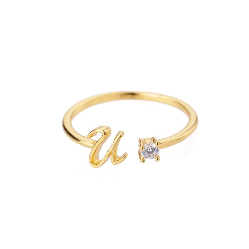 Personalized Initial Letter Ring  Gold Plated Alphabet Band Unisex Minimalist Jewelry Lightweight Stackable Adjustable Size A-Z
