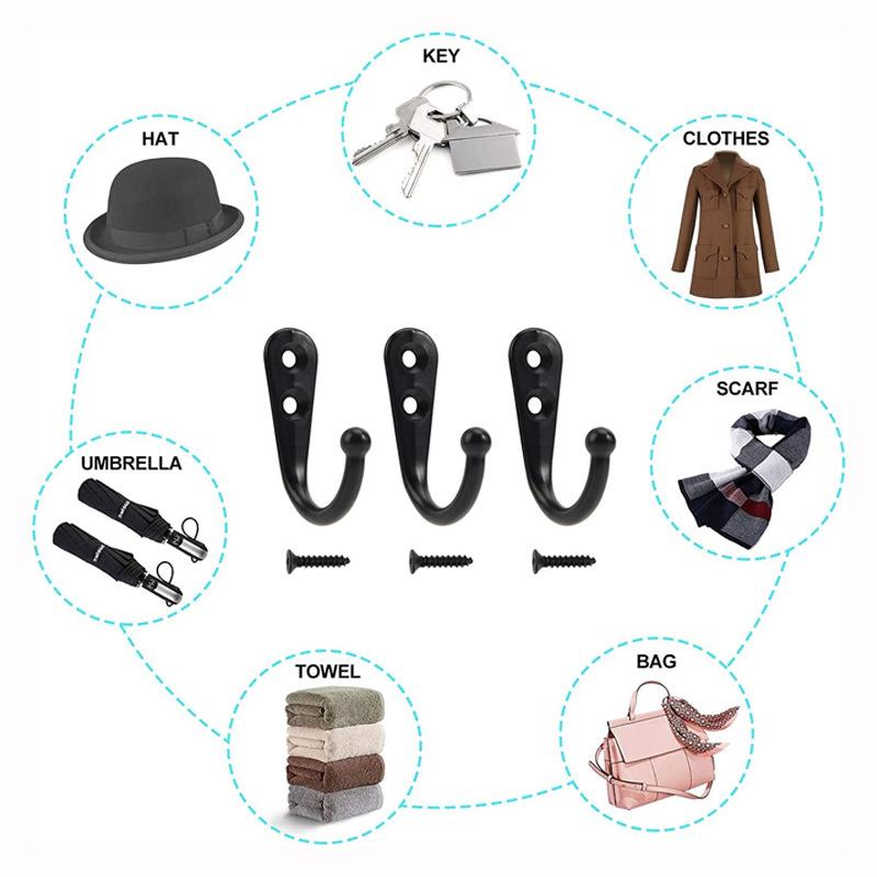 Heavy-Duty Alloy Wall-Mounted Hooks With Screws For Coat Towel Bags Cups Home Storage Rack Wholesale