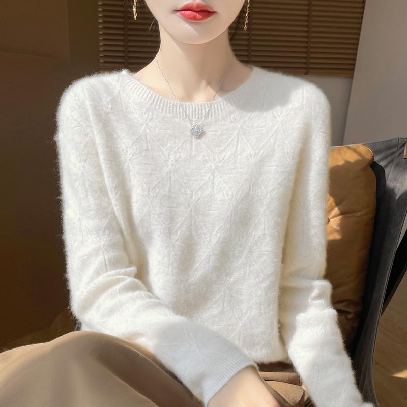 Women's Cashmere Sweater Qinghe Cashmere 30% Cashmere 70% Wool Autumn and Winter Pullover Warm and Fashionable