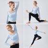 Women's Padded Long Sleeve Yoga Shirt, Crop Top, Sexy Mesh Gym Shirt, Running Workout T-shirt, Fitness Sports, Pilates Wear
