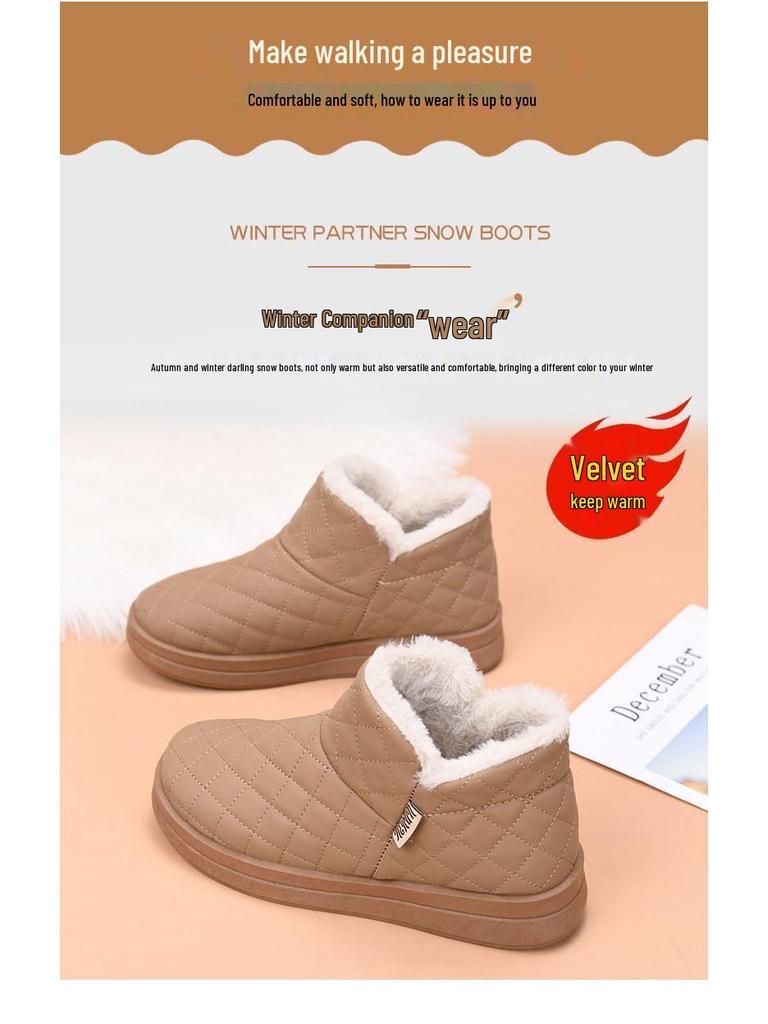 Women's Waterproof Velvet-Lined Winter Boots: Non-Slip, Thick Sole, Warm Cotton Snow Boots for Moms