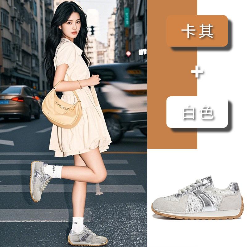 Leather Forrest Gump Shoes Women's 2025 Spring and Summer New Flat-bottomed Sports Moral Training Shoes Casual Breathable Little White Shoes Versatile