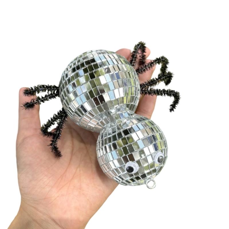 Mirrored Halloween Spiders Ornament For Fireplaces Displays Gift Bags And Themed Winter Party Decorations