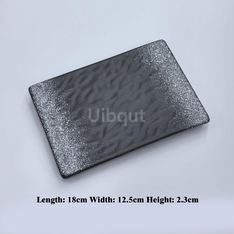 Japanese Creative Rectangular Flat blue Sushi plate Ceramic Cake Dessert Sashimi Plate BBQ Skewer Display tray Dinner Dish Sets