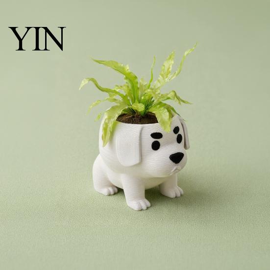 Small Pot 2 Pcs Dog Planter Pot, Funny 3D Printed Animal Planter, Puppy Cute Flower for Home Office Indoor Outdoor Decor Polished Edge Flowerpot