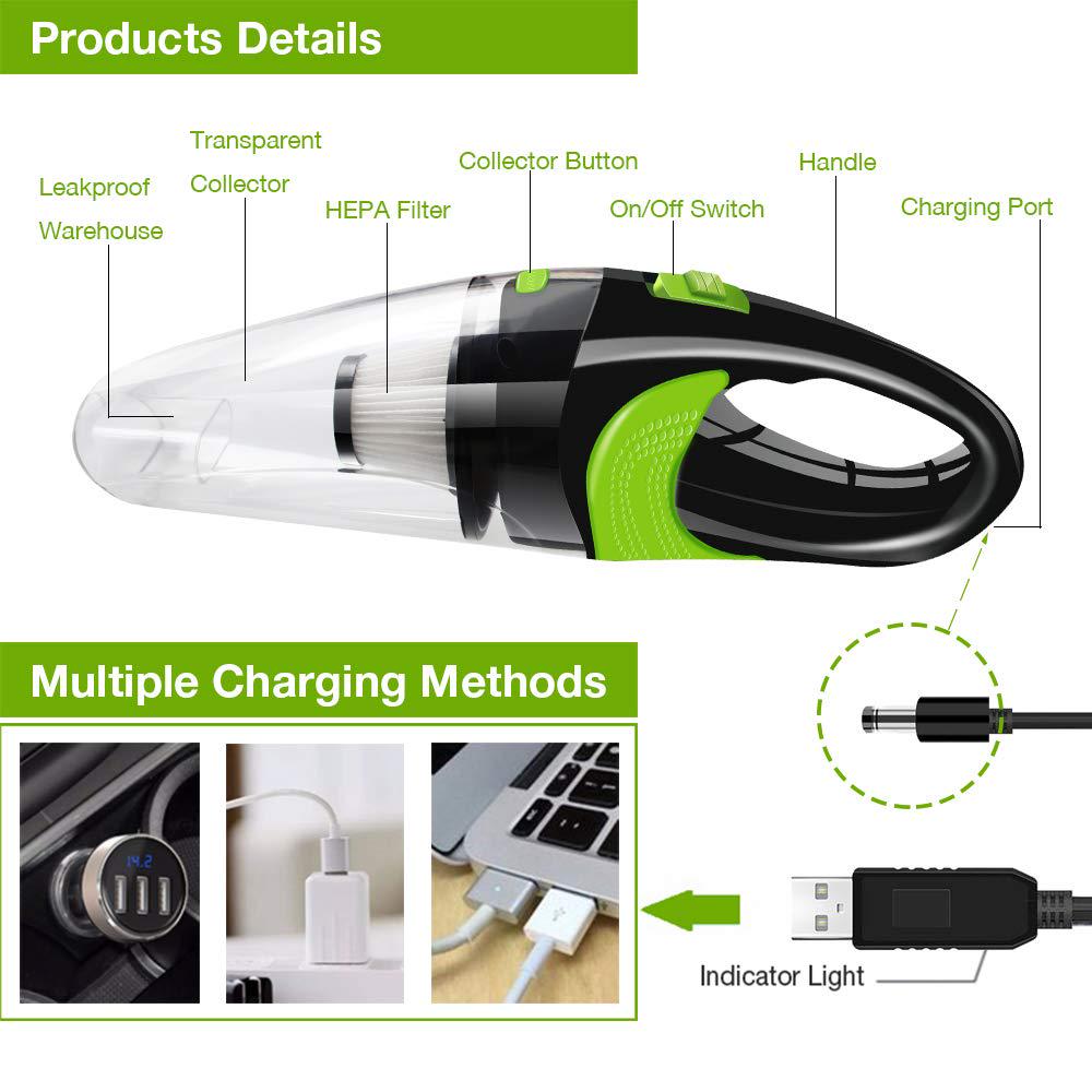 120W Cordless Car Vacuum Cleaner Wet Dry Dual-use Dust Catcher USB Portable