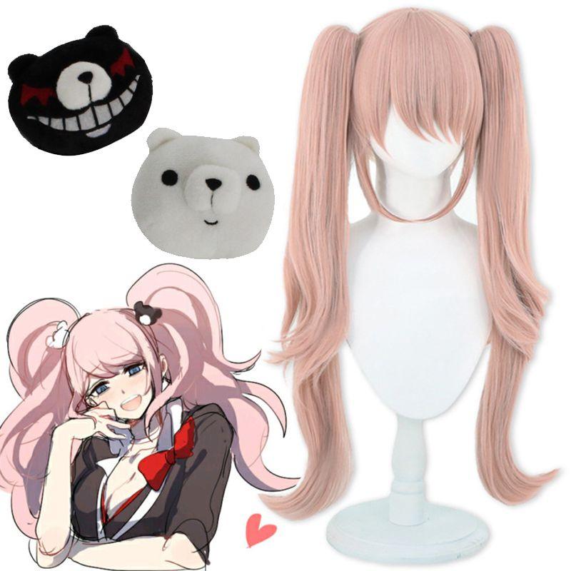 Stunning Danganronpa Junko Enoshima Cosplay Wig With Cute Bear And Bunny Hairclips