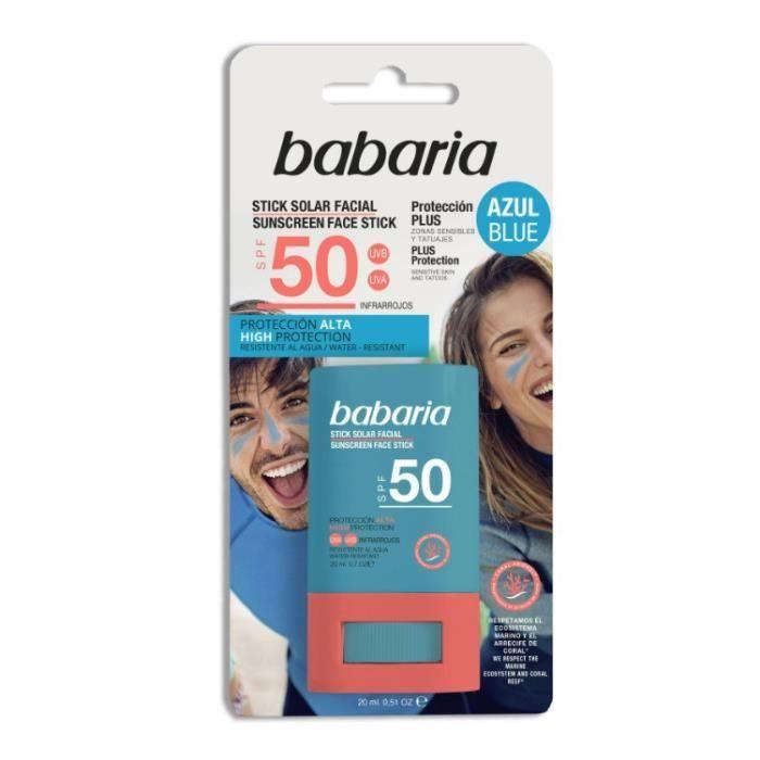 Stick Solaire - BABARIA - Stick Azul - SPF 50 - 20 gr - Vegan - Protection UV
