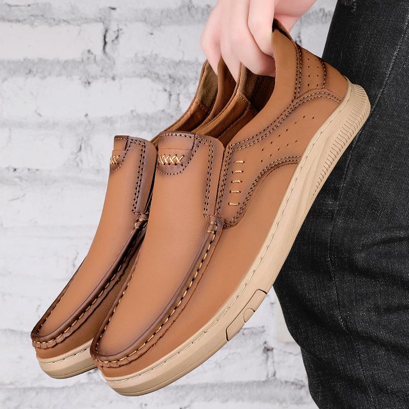 Men's Shoes Casual Leather Shoes Large Size Breathable Shoes Outdoor Versatile Leather Shoes Fashion Handmade Casual Shoes