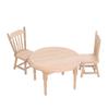 3pcs 1:12 Wooden Dollhouse Round Table Chair Simulated DIY Miniature Furniture Accessories
