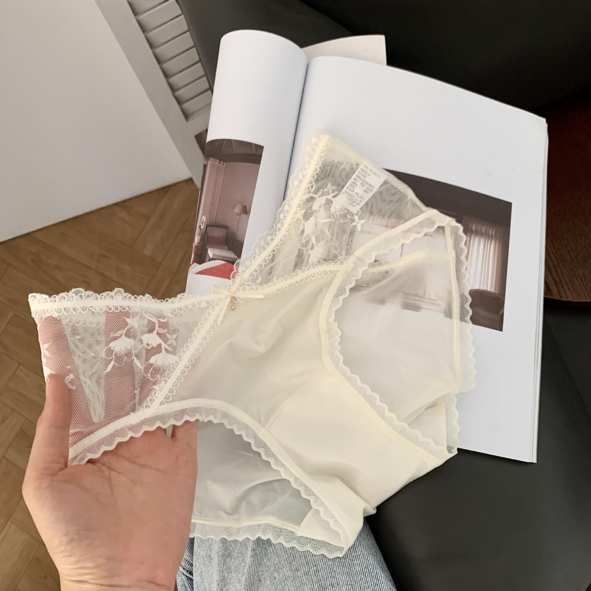 

Ladies Summer Light Luxury Satin Lace High Bounce Cross V Waist Breathable 10A Long Crotch Low Waist Briefs One Size шампанского
