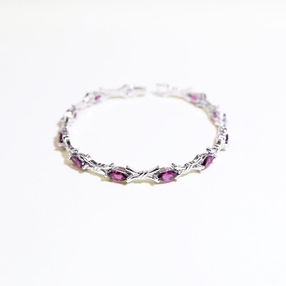 

Великолепный дизайнерский шикарный браслет из стерлингового серебра 925 пробы с натуральным родолитом для женщин, роскошные ювелирные изделия для особых случаев, подарок 19cm белый