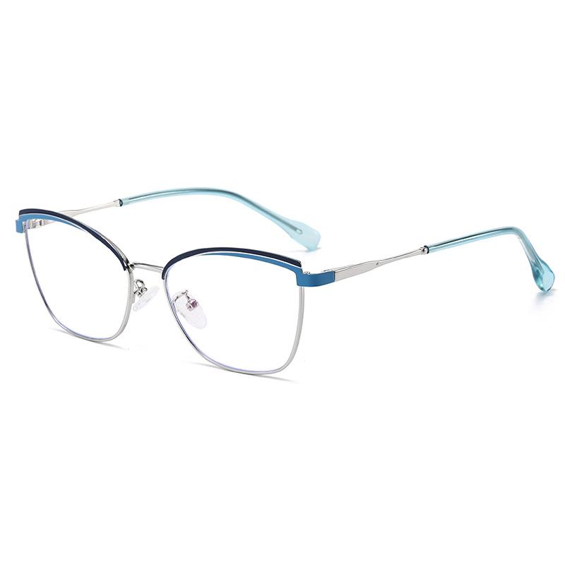 6205 New Trendy Metal Cat Eye Fashion Anti-Blue Flat Mirror, European And American Fashion Spring Foot Glasses
