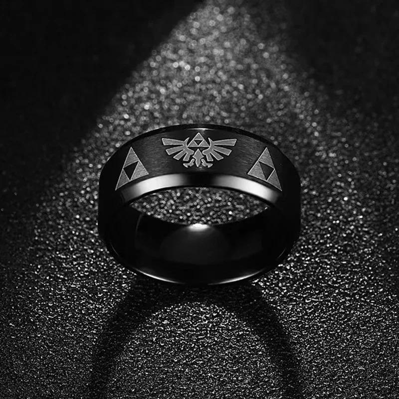 Mode Anime Triforce Dreieck Symbol Bandring für Männer Frauen Edelstahl Fingerringe Cosplay Party Schmuck Geschenke