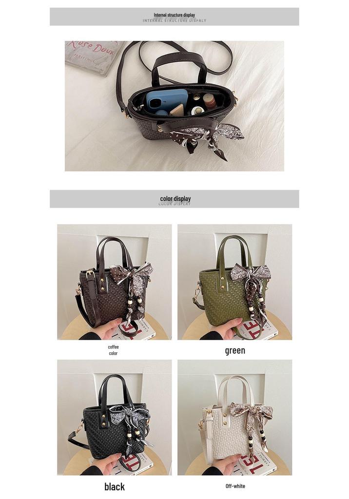 Women's Woven Texture Bucket Bag - 2026 Single Shoulder Cross-Body Handbag with Trendy Design