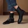 Krazing Pot Microfiber Winter Round Toe Western Boots Med Heels Zipper Women Metal Buckle British School Ankle Boots